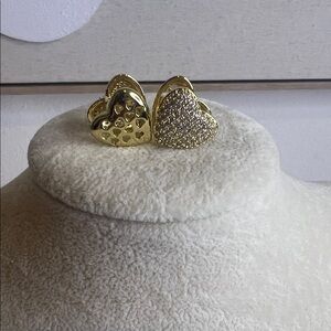Sparkling Gold and Silver Heart Earrings